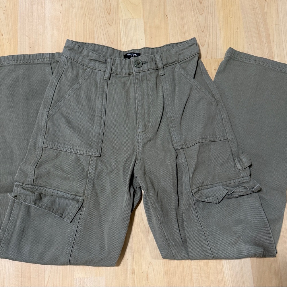 Nasty Gal Olive Utility Cargo Pants - Picture 2 of 4